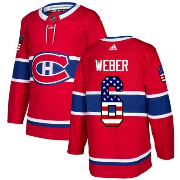 Youth-Montreal-Canadiens-Shea-Weber-6-Red-USA-Flag-Fashion-Authentic