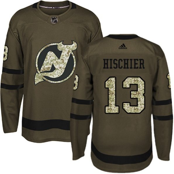 Youth-New-Jersey-Devils-Nico-Hischier-NO.13-Authentic-Green-Salute-to-Service