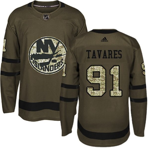 Youth-New-York-Islanders-John-Tavares-NO.91-Authentic-Green-Salute-to-Service