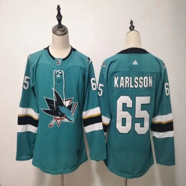 Youth-San-Jose-Sharks-Erik-Karlsson-NO.65-Teal-Authentic