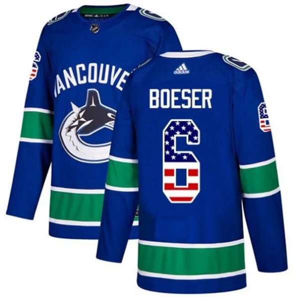 Youth-Vancouver-Canucks-Brock-Boeser-6-Blue-USA-Flag-Fashion-Authentic