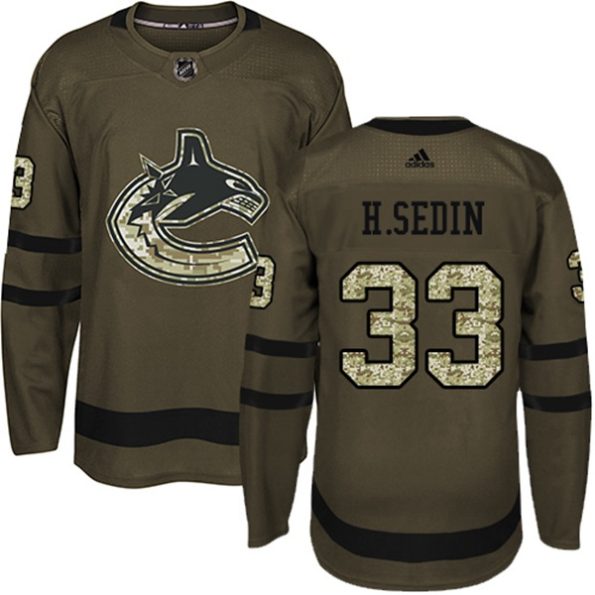 Youth-Vancouver-Canucks-Henrik-Sedin-NO.33-Authentic-Green-Salute-to-Service