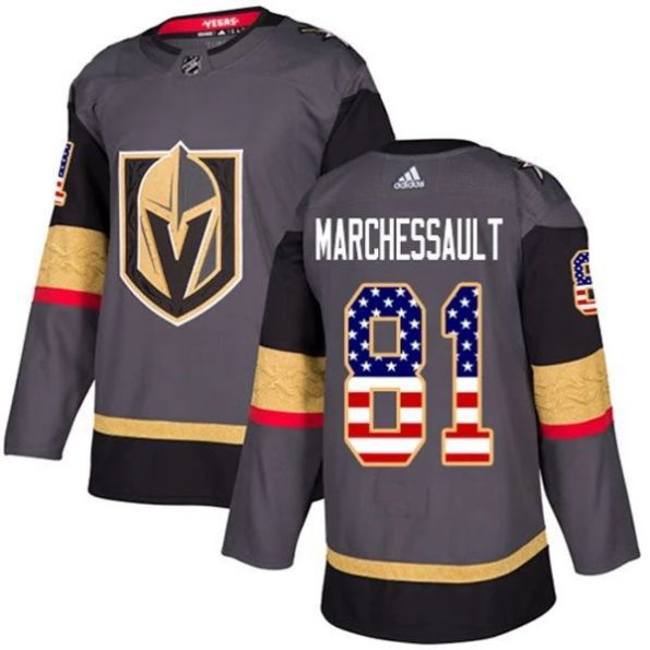 Youth-Vegas-Golden-Knights-Jonathan-Marchessault-NO.81-Gray-USA-Flag-Fashion-Authentic