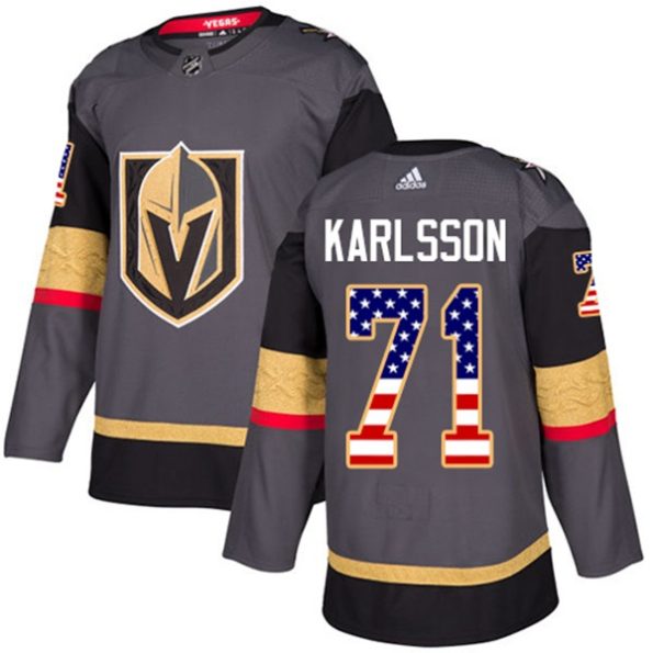 Youth-Vegas-Golden-Knights-William-Karlsson-NO.71-Authentic-Gray-USA-Flag-Fashion