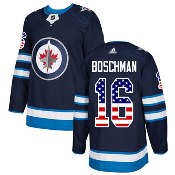 Youth-Winnipeg-Jets-Laurie-Boschman-NO.16-Authentic-Navy-Blue-USA-Flag-Fashion